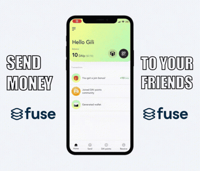 A Phone With The Words Send Money And To Your Friends On It GIF