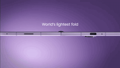 A Phone With The Words World 'S Lightest Fold On It GIF