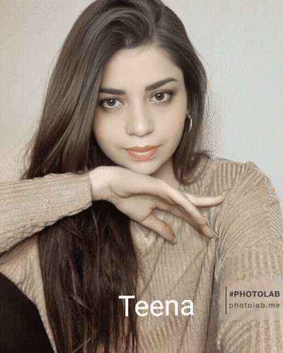 A Photo Of A Girl With The Name Teena On The Bottom GIF