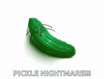 A Pickle With A Face Drawn On It And The Words Pickle Nightmare Below It GIF