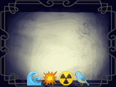 A Picture Frame With A Bird A Wave A Sun And A Radioactive Symbol GIF