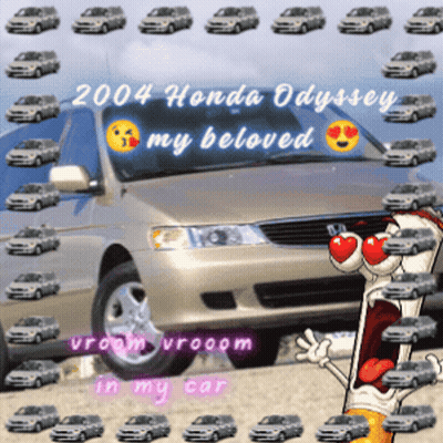 A Picture Of A 2004 Honda Odyssey Is Surrounded By Many Cars GIF