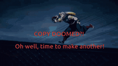 A Picture Of A Anime Character With The Words Copy Doomed GIF