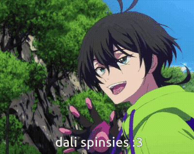 A Picture Of A Anime Character With The Words Dali Spinsies : 3 GIF