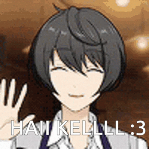 A Picture Of A Anime Character With The Words Hai Kelll : 3 On It GIF