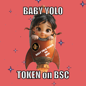 A Picture Of A Baby On A Rocket With The Words Baby Yolo Token On Bsc Below It GIF