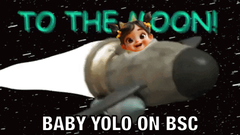 A Picture Of A Baby On A Rocket With The Words To The Moon Baby Yolo On Bsc GIF