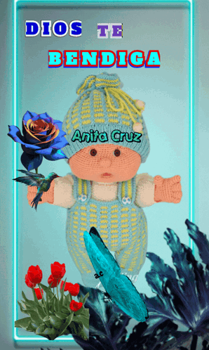 a picture of a baby with flowers and the words dios te bendica