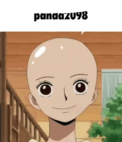 A Picture Of A Bald Anime Character With The Name Pandazu98 Sticker