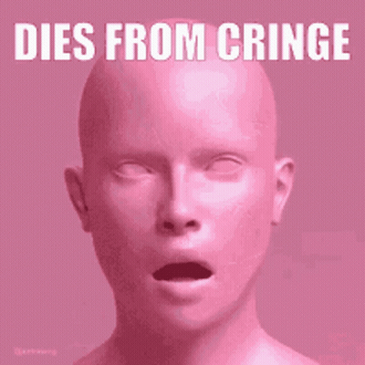 A Picture Of A Bald Head With The Words Dies From Cringe GIF