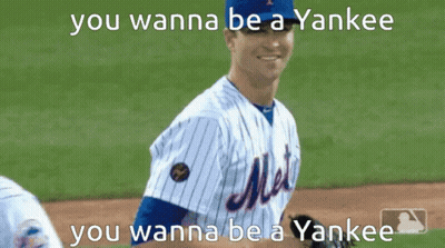 A Picture Of A Baseball Player With A Caption That Says You Wanna Be A Yankee GIF