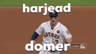 A Picture Of A Baseball Player With The Words Harjead Domer GIF
