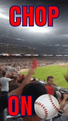 A Picture Of A Baseball Stadium With The Words Chop On GIF
