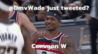 A Picture Of A Basketball Player With A Caption That Says @Dmvwade Just Tweeted GIF