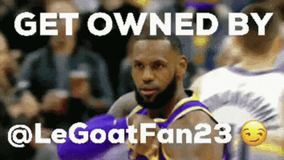 A Picture Of A Basketball Player With The Caption Get Owned By @Legoatfan23 GIF