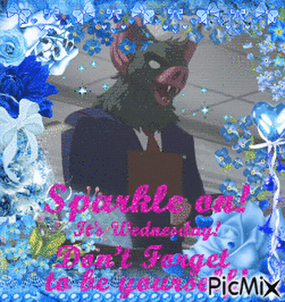 A Picture Of A Bat In A Suit And Tie With The Words Sparkle On Wednesday On It GIF