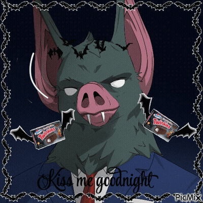 A Picture Of A Bat With Two Twinkie Wrappers On It GIF