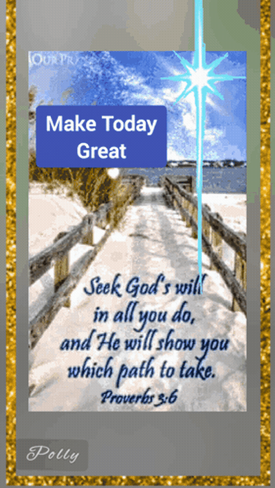 A Picture Of A Beach With A Bible Verse That Says " Seek God 'S Will In All You Do " GIF