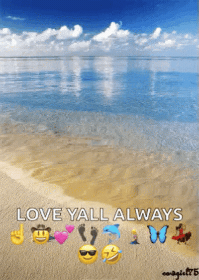A Picture Of A Beach With Emojis On It And The Words `` Love Yall Always '' . GIF