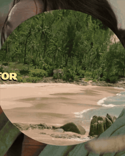 A Picture Of A Beach With The Word Survivor In Yellow GIF