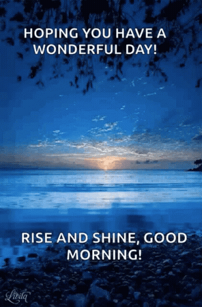 A Picture Of A Beach With The Words " Hoping You Have A Wonderful Day " GIF