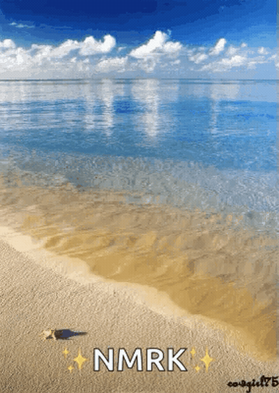 A Picture Of A Beach With The Words Nmrk Written On It . GIF