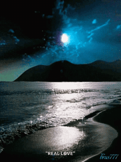A Picture Of A Beach With The Words " Real Love " On It GIF