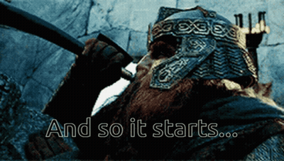 A Picture Of A Bearded Man With The Words " And So It Starts " GIF