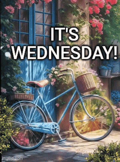 A Picture Of A Bicycle With The Words " It 'S Wednesday " On It GIF
