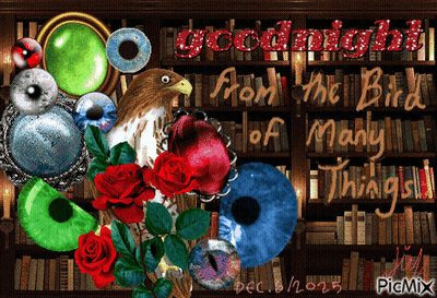 A Picture Of A Bird And Flowers With The Words Goodnight From The Bird Of Many Things On It GIF