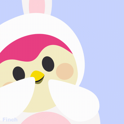 A Picture Of A Bird In A Bunny Costume With The Words Pretty Pleaseee Below It GIF
