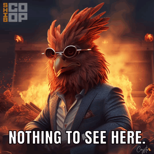 A Picture Of A Bird Wearing Sunglasses And A Suit With The Caption Nothing To See Here GIF
