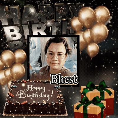 A Picture Of A Birthday Cake With The Name Bhest Written On It GIF