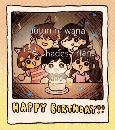 A Picture Of A Birthday Party With The Words Happy Birthday Written On It GIF