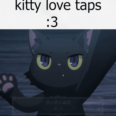 A Picture Of A Black Cat With A Caption That Says Kitty Love Taps GIF