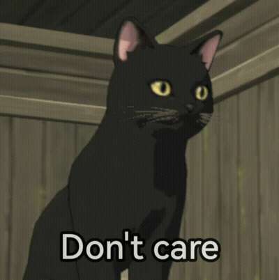 A Picture Of A Black Cat With The Words Do N't Care Below It GIF