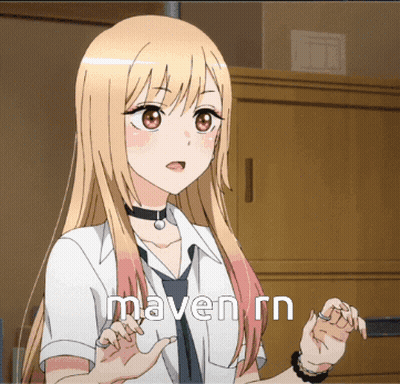 A Picture Of A Blonde Anime Girl With The Words Maven Rn Written Below Her GIF