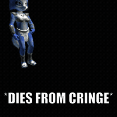 A Picture Of A Blue Fox With The Words " Dies From Cringe " GIF
