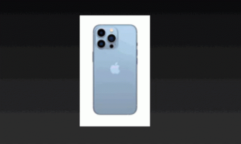 A Picture Of A Blue Iphone With The Apple Logo On The Back GIF