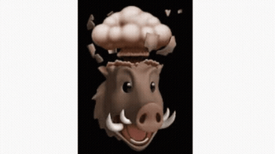 A Picture Of A Boar 'S Head With A Bomb Coming Out Of It GIF
