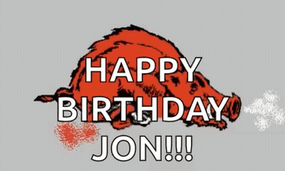 A Picture Of A Boar With The Words Happy Birthday Jon Written On It GIF