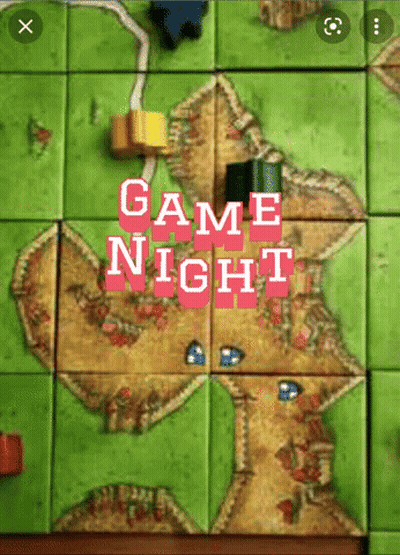 A Picture Of A Board Game With The Words Game Night On It GIF