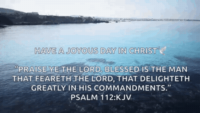 A Picture Of A Body Of Water With A Quote From Psalm 112 Kjv GIF