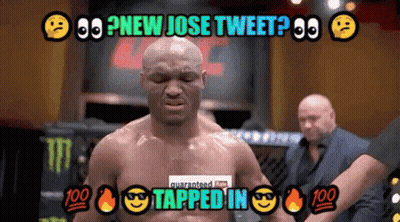 A Picture Of A Boxer With The Words New Jose Tweet Taped In Above Him GIF