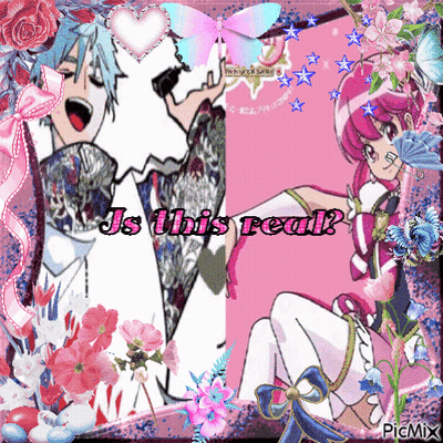 A Picture Of A Boy And A Girl With The Words " Is This Real " At The Top GIF