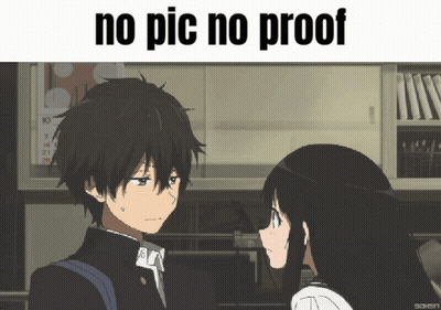 A Picture Of A Boy And A Girl With The Words No Pic No Proof Below Them GIF