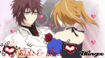 A Picture Of A Boy And A Girl With The Words " Shiki & Lina " On It GIF