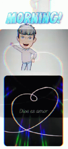 A Picture Of A Boy And A Picture Of A Heart Saying Morning GIF