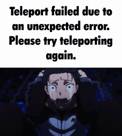 A Picture Of A Boy Crying With The Words Teleport Failed Due To An Unexpected Error GIF