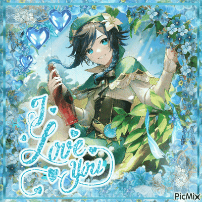 A Picture Of A Boy Holding A Bottle With The Words " I Love You " On The Bottom GIF